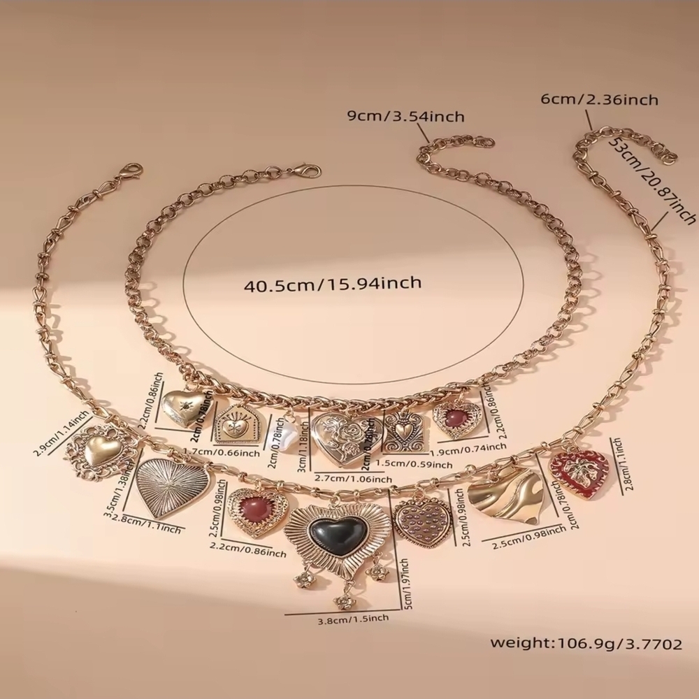 Multi-Heart Gold Necklace - Picture 4 of 4